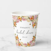Gobelets En Papier Papillons modernes Fête des mariées de pivoines ro (Recto)