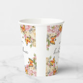 Gobelets En Papier Papillons modernes, pivoines roses, douche de mari (Gauche)