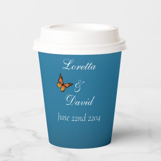 Gobelets En Papier Papillons Monarque Blue Ombre (Recto)