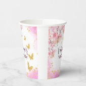 Gobelets En Papier Papillons Parties scintillant en or lunaire Fleurs (Gauche)