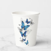 Gobelets En Papier Papillons volants bleus Morpho (Verso)