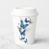 Gobelets En Papier Papillons volants bleus Morpho (Verso)