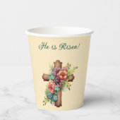 Gobelets En Papier Pâques "Il est ressuscité" avec intérieur personna (Recto)