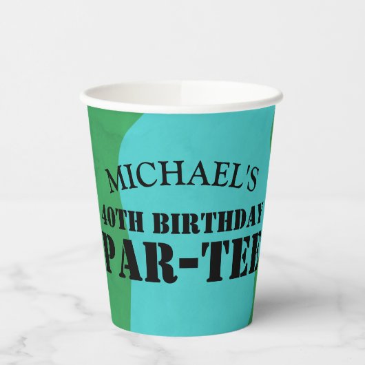 Gobelets En Papier Parcours De Golf Anniversaire Parc-Tee Avec Nom (Gauche)