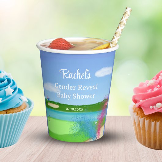 Gobelets En Papier Parcours de golf Bunker Genre Revele Baby shower