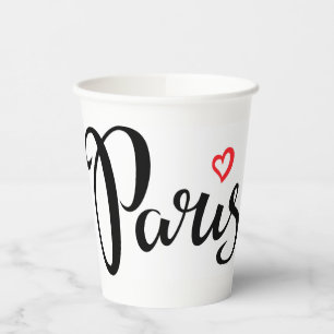Gobelets En Papier Paris Brush Letters with Heart