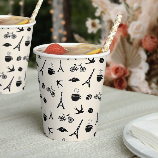 Gobelets En Papier Paris Romance | Motif Tour Eiffel