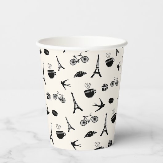 Gobelets En Papier Paris Romance | Motif Tour Eiffel (Verso)