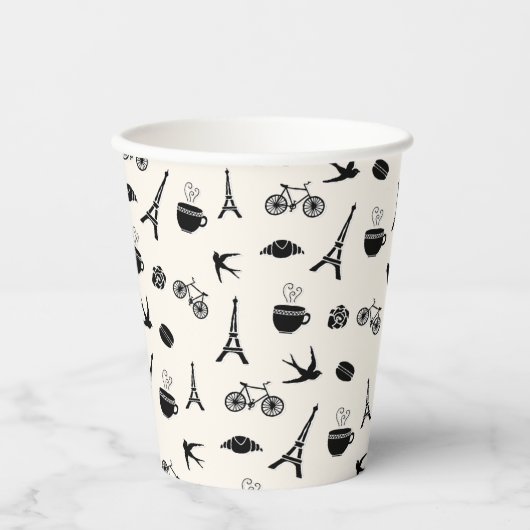 Gobelets En Papier Paris Romance | Motif Tour Eiffel (Recto)