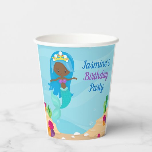 Gobelets En Papier Parti Anniversaire de enfant de la fille de sirène (Verso)