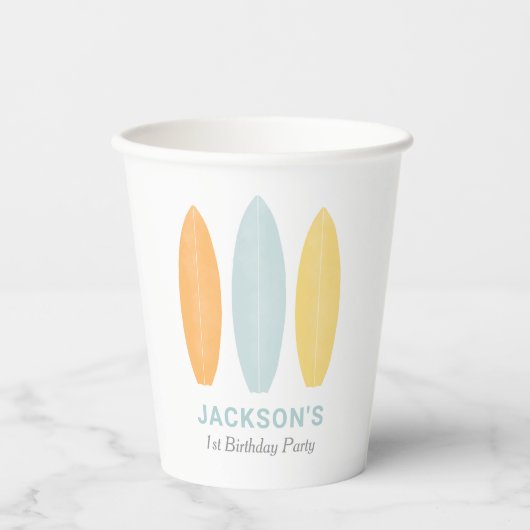 Gobelets En Papier Parti Anniversaire de enfant de surf (Recto)