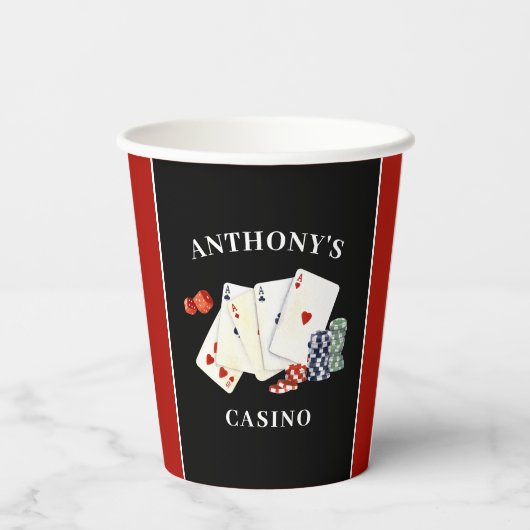 Gobelets En Papier Parti Casino personnalisé (Verso)