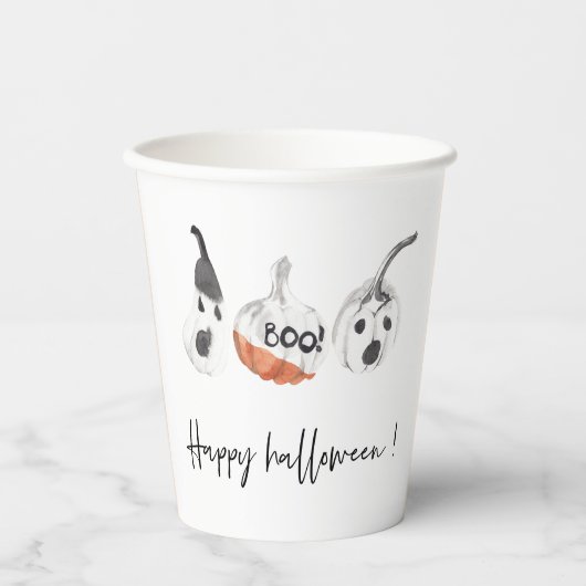 Gobelets En Papier Parti Citrouille éffrayant | Bonne Halloween (Recto)