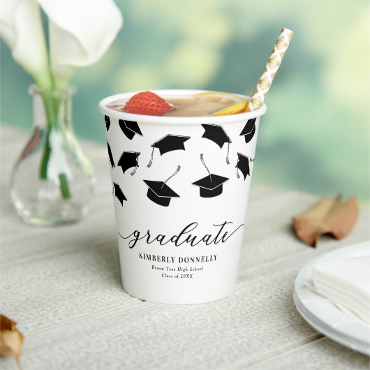 Gobelets En Papier Parti de graduation noir blanc moderne (Insitu)