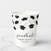Gobelets En Papier Parti de graduation noir blanc moderne (Recto)