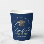 Gobelets En Papier Parti de graduation sur mesure de la Marine modern (Recto)