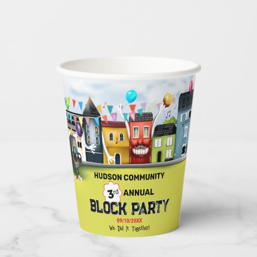 Gobelets En Papier Parti du bloc de quartier (Verso)