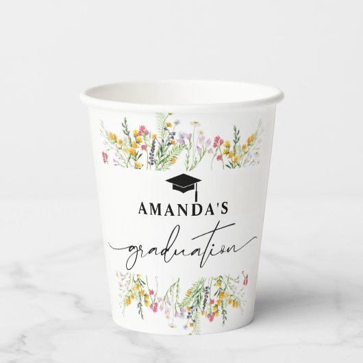 Gobelets En Papier Parti fleur sauvage Boho Graduation (Verso)