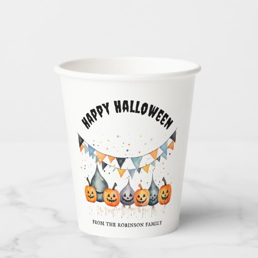 Gobelets En Papier Parti Halloween citrouille (Recto)