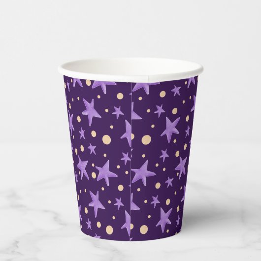 Gobelets En Papier Parti Motif violet étoile mignonne (Droite)