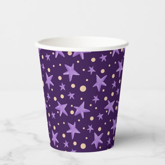 Gobelets En Papier Parti Motif violet étoile mignonne (Recto)