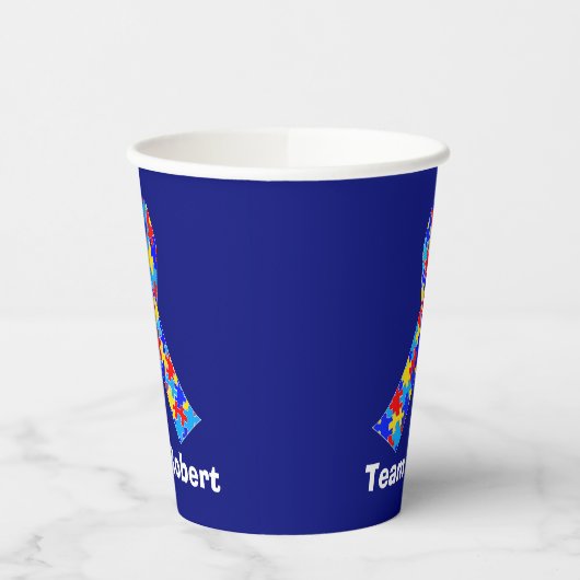 Gobelets En Papier Partie Bleu ruban Sensibilisation sur l'autisme pe (Gauche)