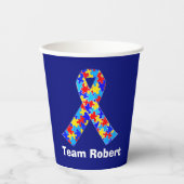 Gobelets En Papier Partie Bleu ruban Sensibilisation sur l'autisme pe (Recto)