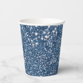Gobelets En Papier Parties scintillant Bleu Faux Regarder avec texte  (Verso)