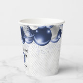 Gobelets En Papier Parties scintillant bleu marine en argent 90e anni (Verso)