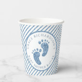 Gobelets En Papier Parties scintillant bleue Baby shower pieds bébé P (Verso)