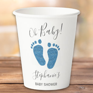 Gobelets En Papier Parties scintillant bleue personnalisée Baby showe