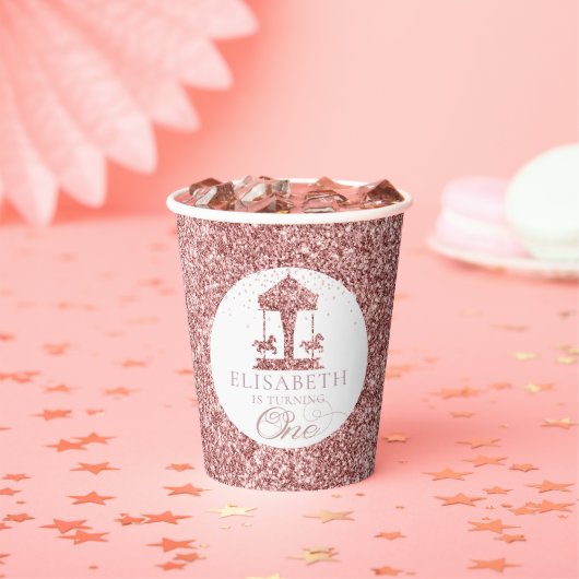 Gobelets En Papier Parties scintillant Carrousel Premier anniversaire (Insitu)