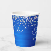 Gobelets En Papier Parties scintillant d'argent Royal Blue Foil 40e a (Recto)