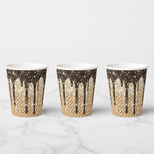Gobelets En Papier Parties scintillant de cône glacé glacé Glitzy (Multi)