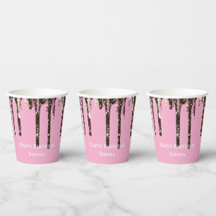 Gobelets En Papier Parties scintillant de crème glacée rose Chocolat,