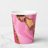 Gobelets En Papier Parties scintillant de la géode de l'âge rose et o (Verso)