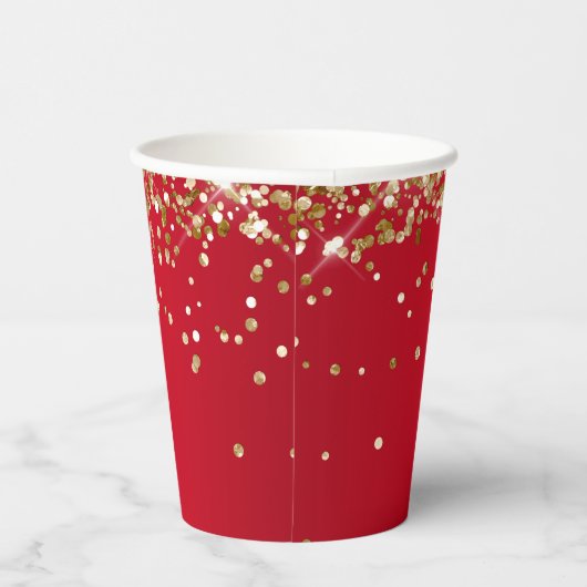 Gobelets En Papier Parties scintillant d'or et 30e anniversaire rouge (Droite)