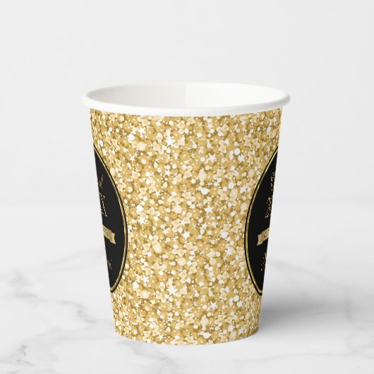 Gobelets En Papier Parties scintillant D'Or Et Coupe De Papier Cadre  (Gauche)