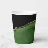 Gobelets En Papier Parties scintillant d'or et Monogramme d'âge vert (Verso)