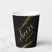 Gobelets En Papier Parties scintillant d'or noir fête d'anniversaire (Verso)