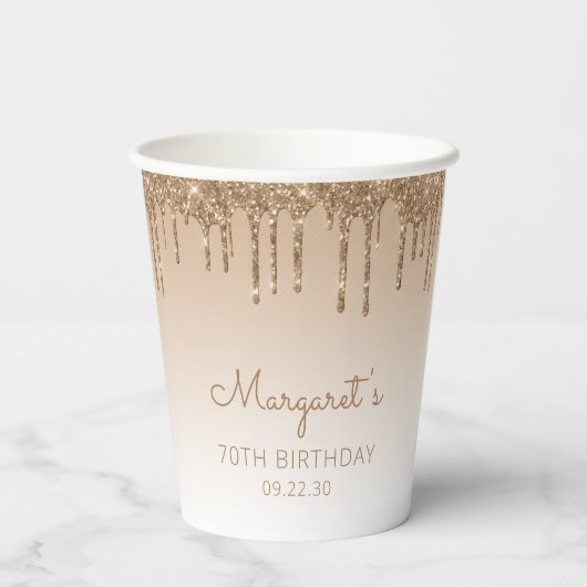 Gobelets En Papier Parties scintillant d'or personnalisée Soirée d'an (Verso)