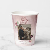 Gobelets En Papier Parties scintillant d'or rose 50 ans Mariage Anniv (Recto)