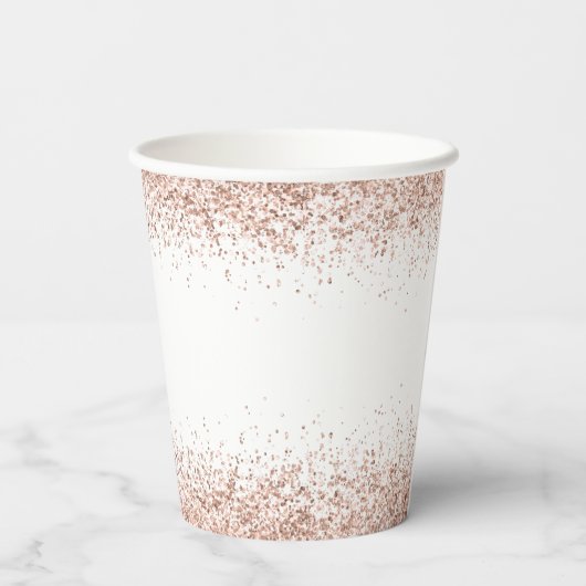 Gobelets En Papier Parties scintillant d'or rose Nom Sweet sixteen (Verso)