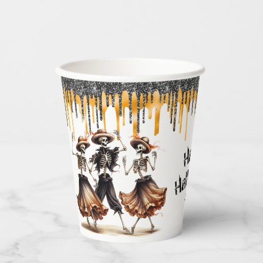 Gobelets En Papier Parties scintillant Drives Danser Skeletons Hallow (Recto)