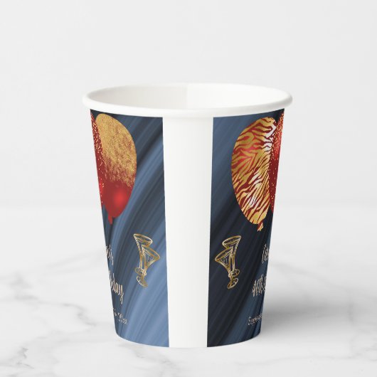 Gobelets En Papier Parties scintillant élégante & Gold Red Balloons 4 (Gauche)