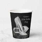 Gobelets En Papier Parties scintillant en argent Chaussure Anniversai (Verso)