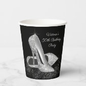 Gobelets En Papier Parties scintillant en argent Chaussure Anniversai (Recto)
