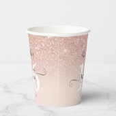 Gobelets En Papier parties scintillant en or rose sombre rose brilla (Droite)