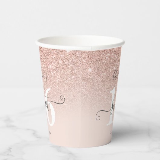 Gobelets En Papier parties scintillant en or rose sombre rose brilla (Droite)