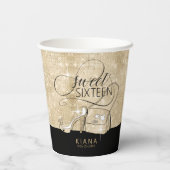 Gobelets En Papier Parties scintillant et brillant doux 16 V2 Noir/Or (Verso)